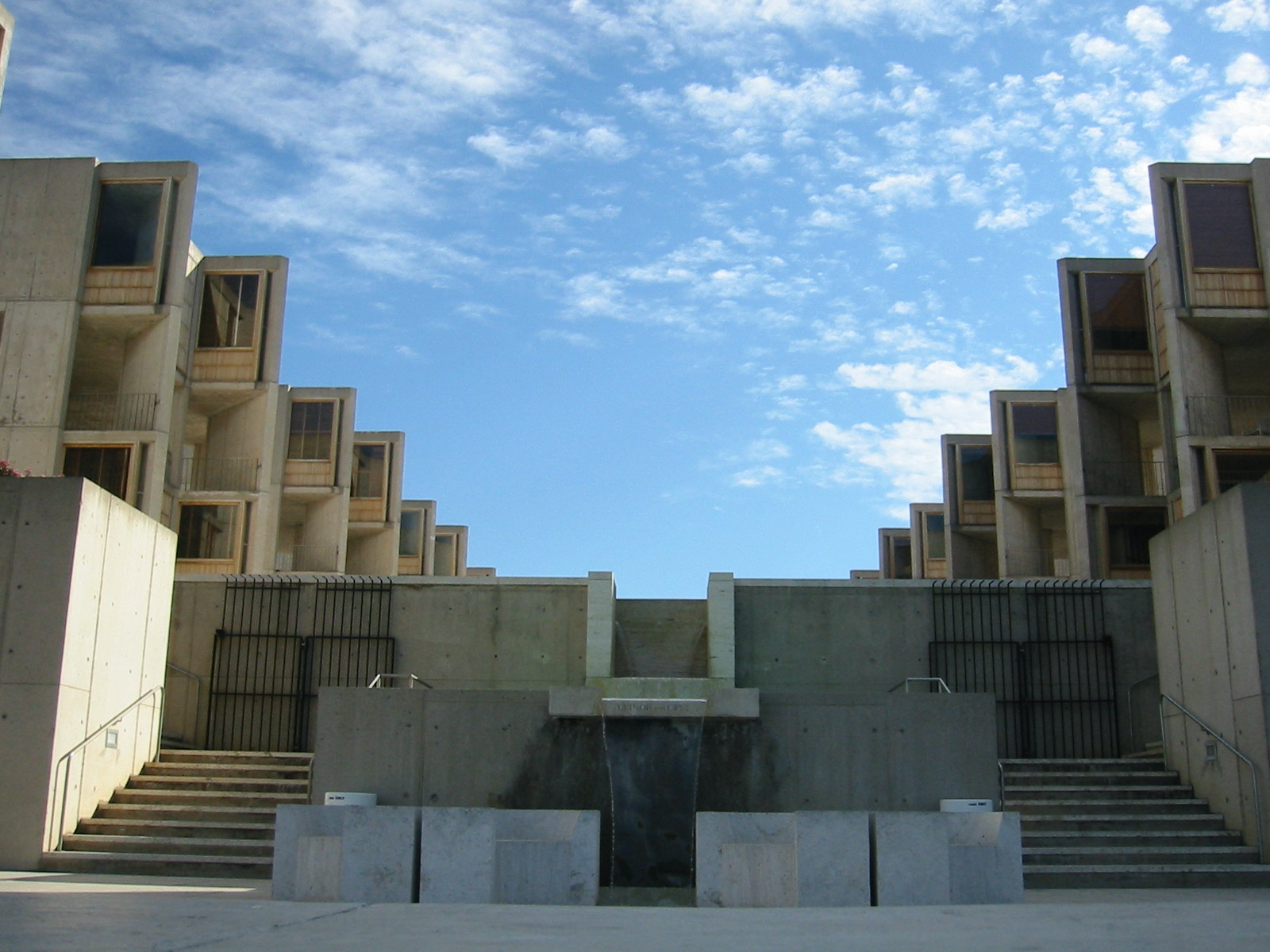 The iconic central plaza at the Salk Institute for Biological